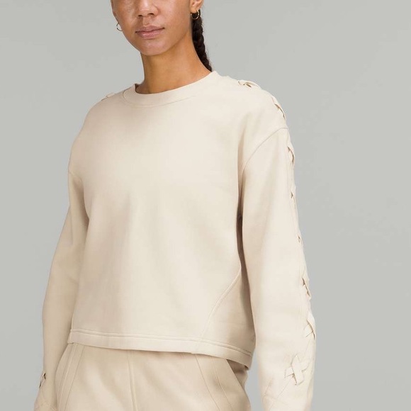 lululemon athletica Tops - Lululemon Braided Sleeve Pullover White Opal size Large